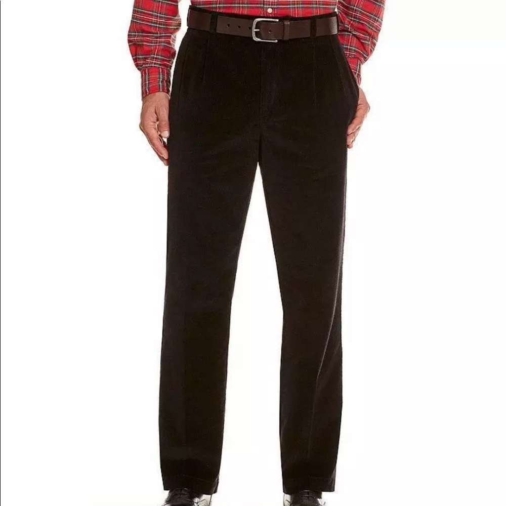 Izod Comfort Gabardine Sport Flex Waistband Pleated Front Pants Black 34W x 30L